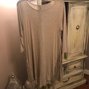 Tan fringe tunic